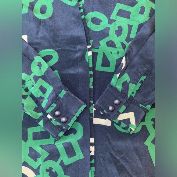 Lafayette 148 Silk Duvall Link Print Button-down Long Sleeve Blouse L - Picture 9 of 16